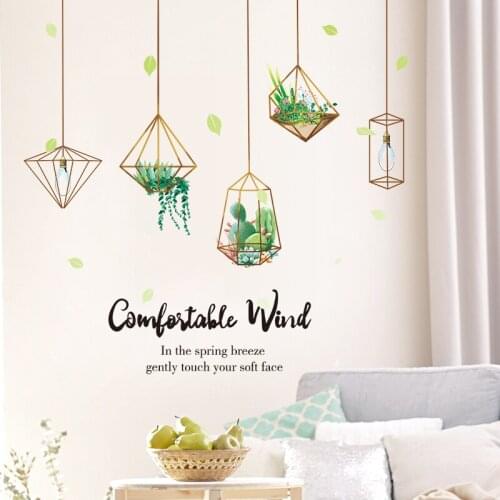 [SHIJUEHEZI] Green Potted Plant Wall Stickers DIY Succulent Plants Wall Decals for House Living Room Teenager Bedroom Decoration