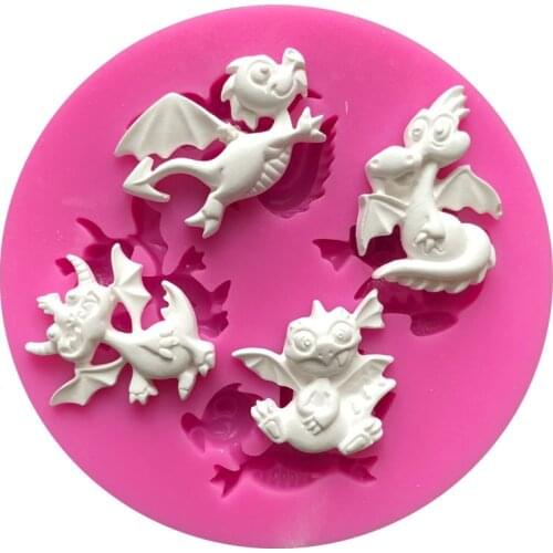 DIY Epoxy Resin Dragon Shape Fondant Cake Baking Decoration Chocolate Mold Fire Dragon Cartoon Dinosaur Silicone Mold