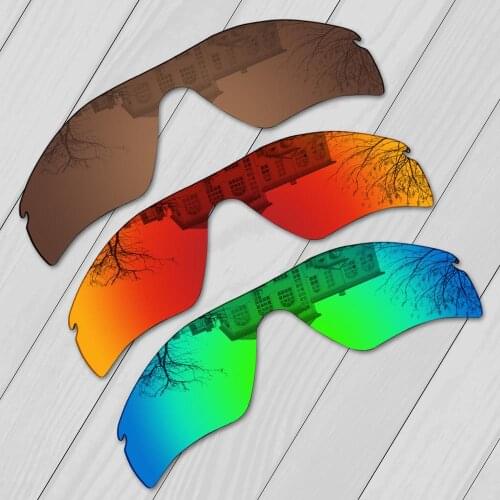 E.O.S 3 Pieces Brown & Fire Red & Emerald Green Polarized Replacement Lenses for Oakley Radar Path Sunglasses