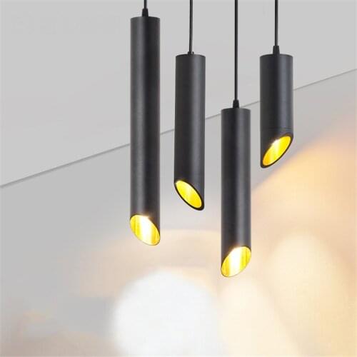 Modern LED Pendant Light Long Tube Lamp Cylinder Pipe Hanging Lamps Kitchen Island Dining Room Cord Pendant Light
