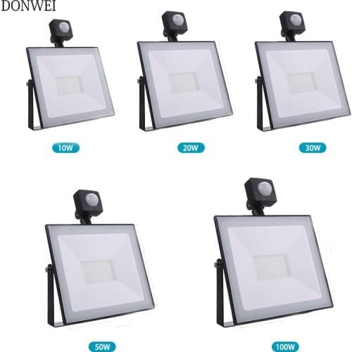 Motion Sensor LED Flood Light 10W 20W 30W 50W 100W AC 220V Waterproof IP65 Reflector Floodlight Lamp Exterior Outdoor Spot Light
