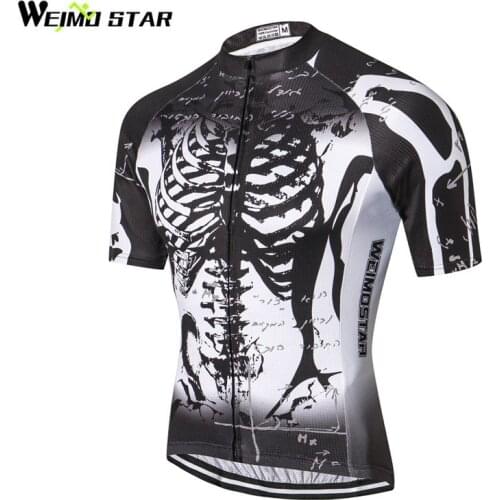 Weimostar Skeleton Cycling Clothing Outdoor Sports Short Cycling Jersey Men Road mtb Bike Jersey Top Breathable Bicycle Clothing