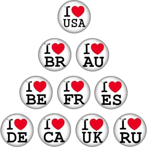 I love my country 10pcs mixed 12mm/16mm/18mm/25mm Round photo glass cabochon demo flat back Making findings ZB0124