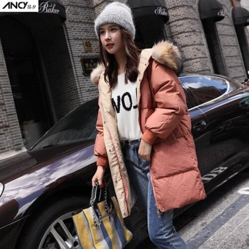 Women new style long hooded duck down jacket female fashion warm slim casual clothes popular winter European jackets for ladies