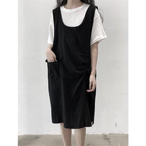 Big Yamamoto dark long dress summer 2021 black dress gentle wind retro suspender skirt