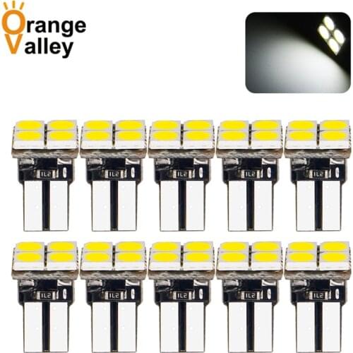 10Pcs W5W 4 SMD 5050 T10 Car LED Bulbs Backup Reverse Lights Signal Tail DC12V Car Reversing Lamps