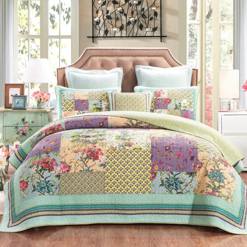 100% Cotton Flower Handmade Patchwork Quilt Duvet Cover Bed Quilt Cotton King Quilt Quilt Set Super King Size Quilt Cover
