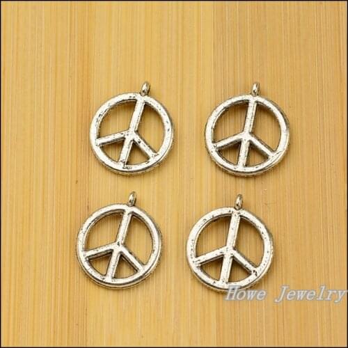 100 pcs Vintage Charms Peace Pendant Antique silver Fit Bracelets Necklace DIY Metal Jewelry Making