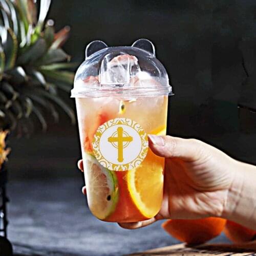 1000pcs Net Red Bronzing Golden Cross Sticker Party Favors Decoration Drinking Cup Round Religious Christian Prayer Stickers