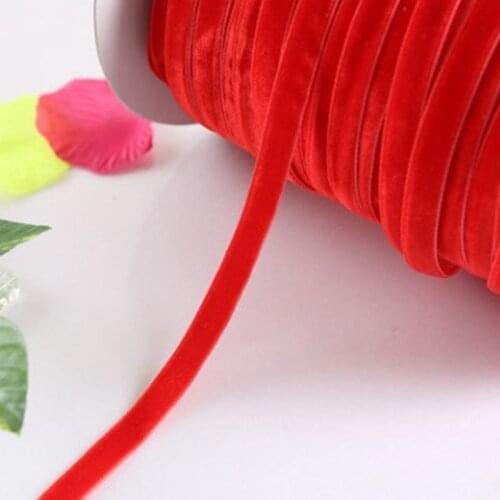 2/8" (6mm) Red Velvet Ribbon Lace Trimming 20Yards