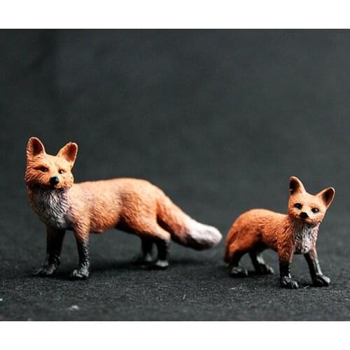 2pcs/set PVC Animals World Red Foxes with Baby Static Model Plastic Action Figures Toys Gift for Kids Education Collectible Gift