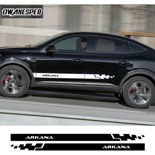 2pcs Car Door Side Skirt Sport Stickers Styling Decor Stickers For Renault Arkana Auto Body Vinyl Decals Exterior Accessories