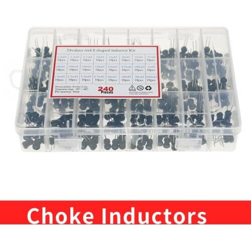 240Pcs/box 2.2uH-100mH 24Values x 10pcs 6*8mm Choke Inductors Assorted Kit