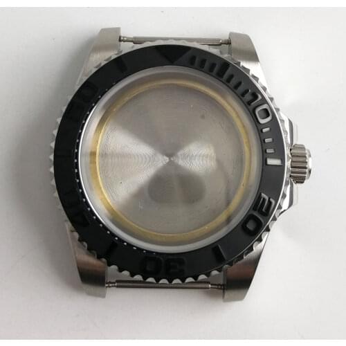 BLIGER 40mm Mental 40mm Watch Case With Blue Black Ceremic Bezel Fit for MIYOTA Automatic Movement