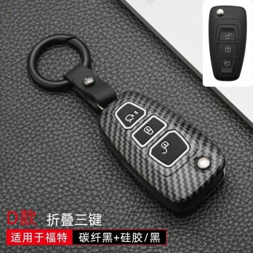 Carbon fiber ABS silicone Car Key Cover key Case for Ford Ranger C-Max S-Max Focus Galaxy Mondeo Transit Tourneo Custom
