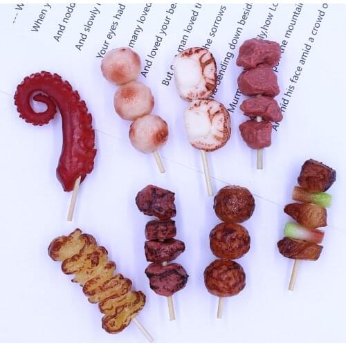 Children Pretend Kitchen Games Simulation Food Mini BBQ Skewer Toys Pretend Play Roast Beef Skewer Kitchen Toy For Girl Kid