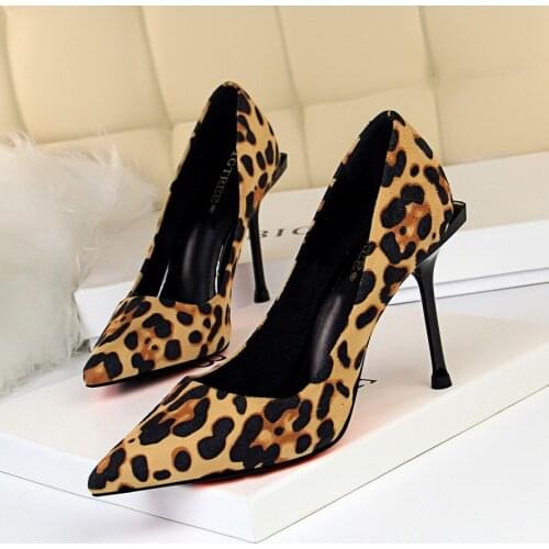 Womens Stiletto High Heel Pumps Pointy Toe Leopard Print Slip On Bridal Wedding Shoes