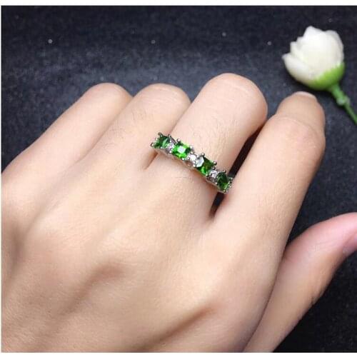 Natural Diopside ring Free shipping Natural green diopside 925 sterling silver Fine jewelry ring For men or women
