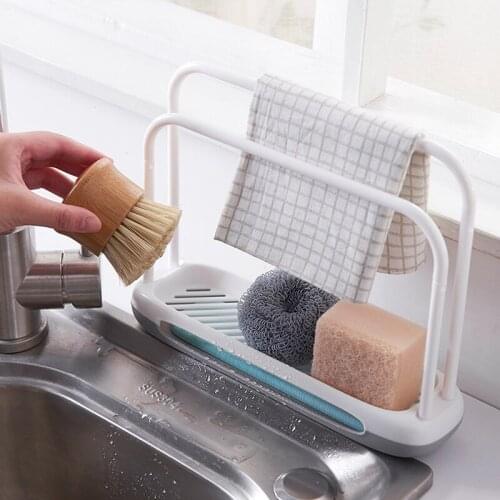 Kitchen Storage Rack Dishcloth Holder For Towel Sink Sponge Holder Rack Shelf Bathroom Kitchen Dish Cloth Detachable Organizer