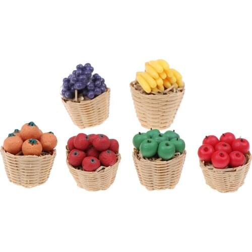 New 1 Set 1:12 Dollhouse Miniature Food Toy Dinning Fruit Bamboo Basket Bannana 1/12 Scale Food Dolls House