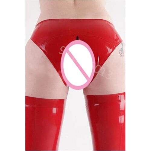 Handmade latex open crotch underwear rubber fetish latex crotchless panties custom made hot sell