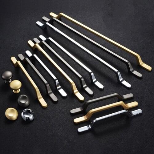 Gold/Silver/Gary Zinc Alloy Cabinet Handle Drawer Bar Wardrobe Handles High grade Furniture Hardware