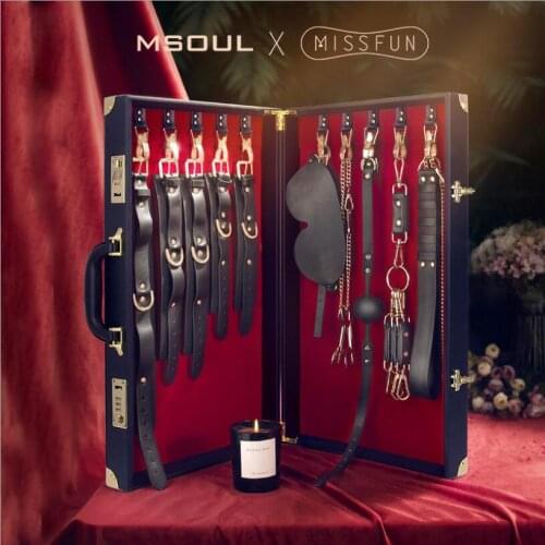 SexLady Erotic Bondage BDSM Kits Handcuffs Nipple Clamps Sex Toys For Women Couples Products For adults Whip Gag S0907