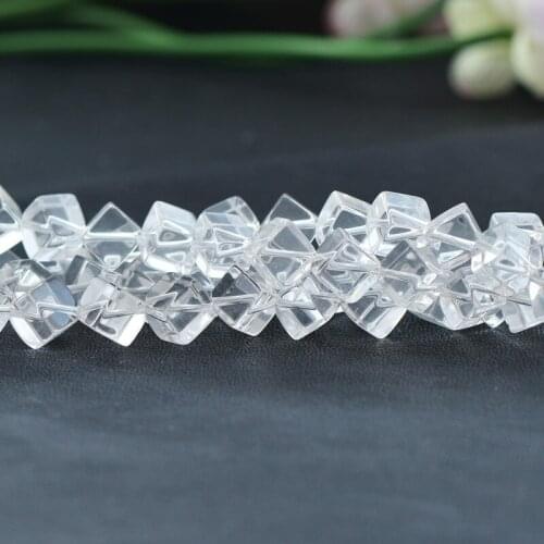 Joanlyn Grade AA Natural Clear Quartz Cubic Beads 6mm-10mm 15 Inch Strand CQ39