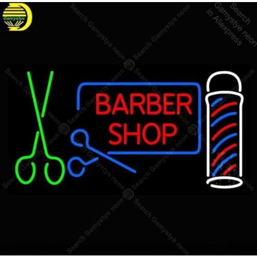 Neon Sign Barber Shop Hair Salon Glass Neon Light for Store Display Hotel Neon Wall Light Decorative Sign Arcade Personalized
