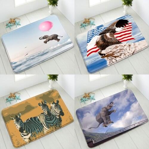 Animals Non-Slip Bath Mat Elephant Horse Bedroom Kitchen Doormat Indoor Floor Mat Absorbent Carpet Washable Foot Pads Home Decor