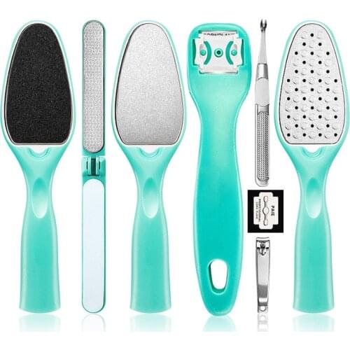 Newest 8 Pieces Set Stainless Steel Foot File Kit Dead Hard Skin Callus Remover Scraper Pedicure Rasp Tools Feet Care Package