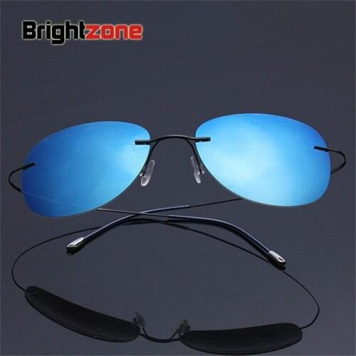 New Arrival Free Shipping Luxury Ultra-light Flexible Pure Titanium Rimless Polarized Sunglasses Eyeglasses Eyewear Unisex