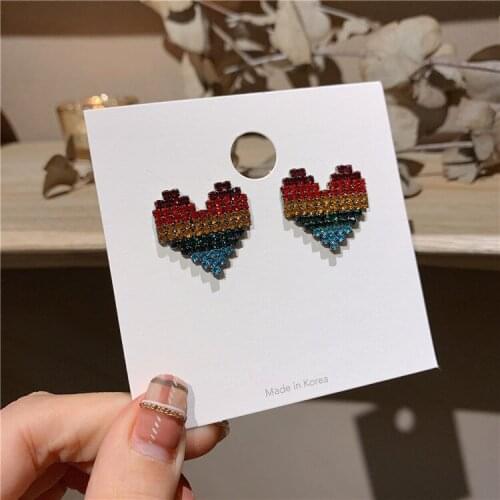 New arrival rainbow-colored heart earrings fashion jewelry exaggerated high sense Korean fashion statement female earrings