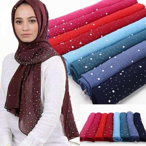 New scarf snow dot bead decor shawl popular scarves muslim hijab vintage pashmina muffler foulard pearl hijabs scarf 20 color