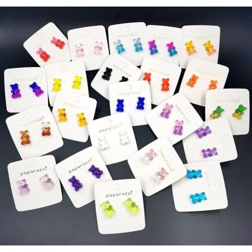 Original Resin Candy Color Earring Earrings Multicolor Gradient Sequin Bear Pin Earrings Fashion Minimalist Earrings for Women