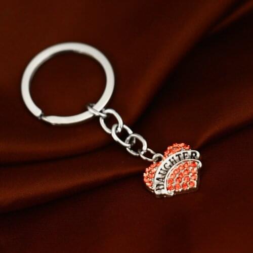 Bespmosp 12PC/Lot Pink Crystal Love Heart Pendant Daughter Trendy Key Chain Charm Keychain Family Women Jewelry Keyring Gifts