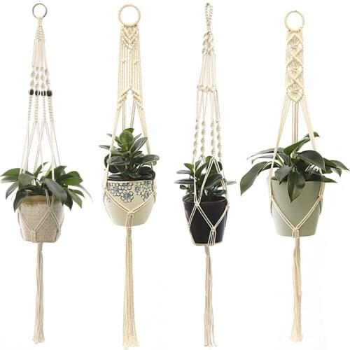 Hanging Flowerpot Planter Holder Pot Indoor Wall Plant Handmade Hanging Baskets Macrame Plant Hangers Vintage Decor