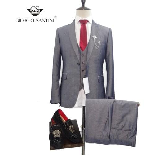 2020 SLIM FIT mens suit single button 3-piece casual suit(Blazer+Pants+Vest)