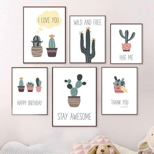 Potted Plants Cactus Aloe Awesome Floral Wall Art Canvas Painting Nordic Posters And Prints Wall Pictures For Living Room Decor