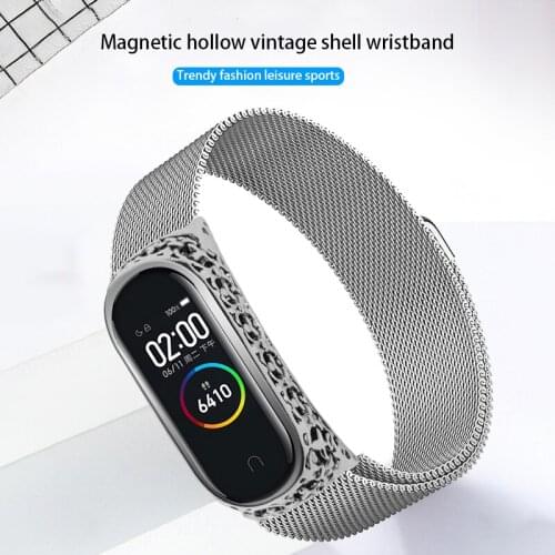 For Mi Band 4 Strap Retro case Milanese Magnet Strap Metal Stainless Steel Watch Band for Xiaomi Mi Band 3 Wristband Accessories