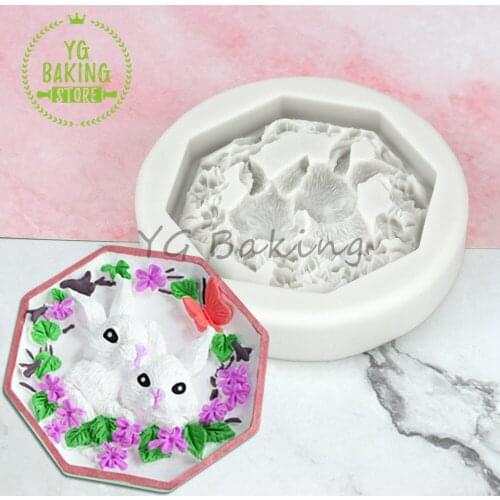 Dorica Easter Bunny & Flower Silicone Cake Mold Animal Rabbit Chocolate Mould Baking Cake Decorating Tool Kitchen Accessories