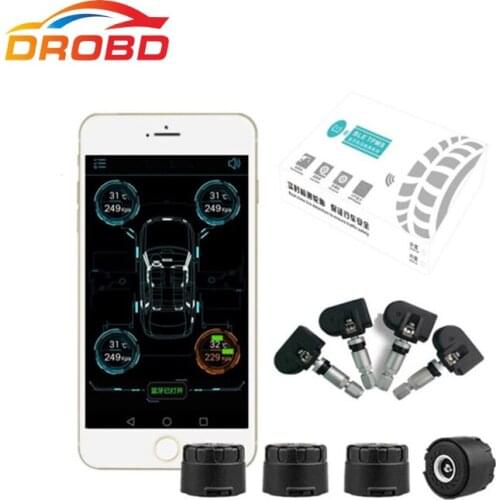 Smart Car TPMS Bluetooth 4.0 Tire Pressure Monitoring System APP Display 4 Internal/External Monitoring Support Android & IOS
