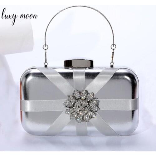 Wedding Clutch Evening Bag Silver Crystal Womens Purse with Rhinestones Luxury Designer Handbags Chain Crossbody Bag ZD2130