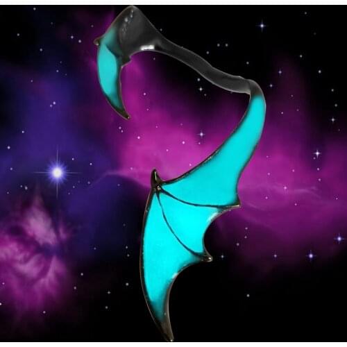 Gothic Retro Bat Ear Clips For Men Women Punk Vintage Luminous Stud Earrings Party Gifts Glow in the Dark Jewelry