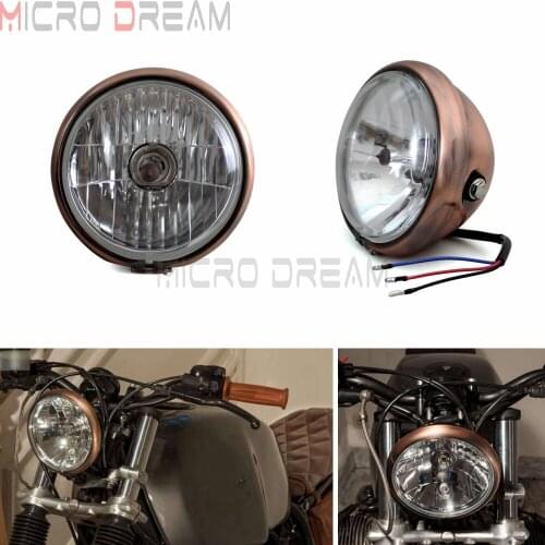 Brown Motorcycle Vintage Headlight 12v H4 Bulb Head Light Solid Beam Lamp Universal For Harley Sportster Chopper Cruiser Bobber