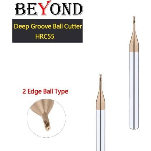 BEYOND Deep Groove Ball Cutter HRC55 Micro Diameter Tungsten Steel End Milling CNC Milling Machine Round Carbide 2 Edge