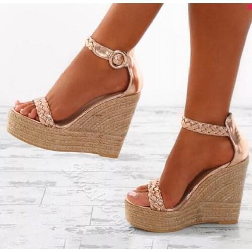 Moraima Snc Sexy Open Toe Platform Wedge Sandals Fashion Rope Braided Ankle Strap Woman Shoes Summer Gladiator Sandal