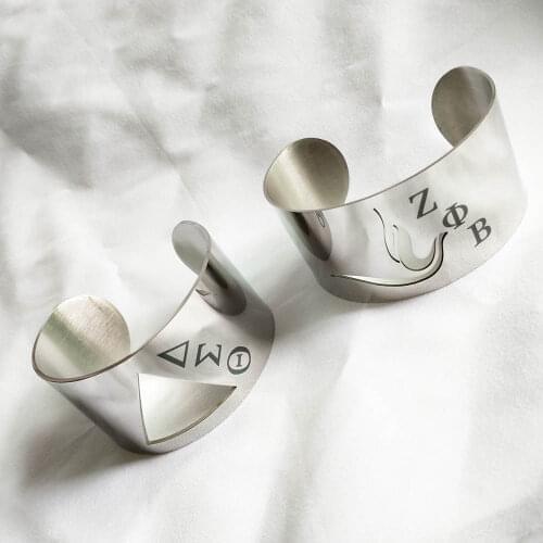 Hand Made Greek Sorority Detal Stainless Steel To Hollow Out Bangle Women Jewelry