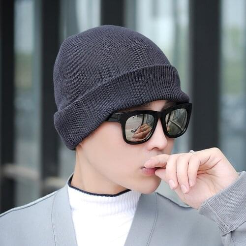 Winter Cold Protection Ear Protection Knitted Hat Men Women Net Version Sports Hooded Biking Simple Flanging Wool Hat Wholesale