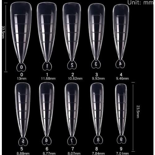 100pcs Nail Form Poly Extension Gel Clear Ballerina Nail Tips Full Cover Nail Salon Supplies and Tools